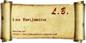 Lex Benjamina névjegykártya